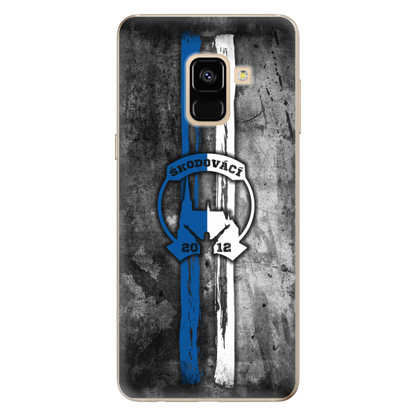 Silikonové pouzdro - Škodovácí - Modrobílá na mobil Samsung Galaxy A8 2018