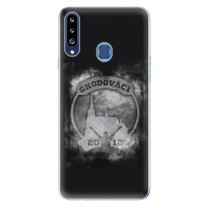 Silikonové pouzdro - Škodovácí - Dark logo na mobil Samsung Galaxy A20s